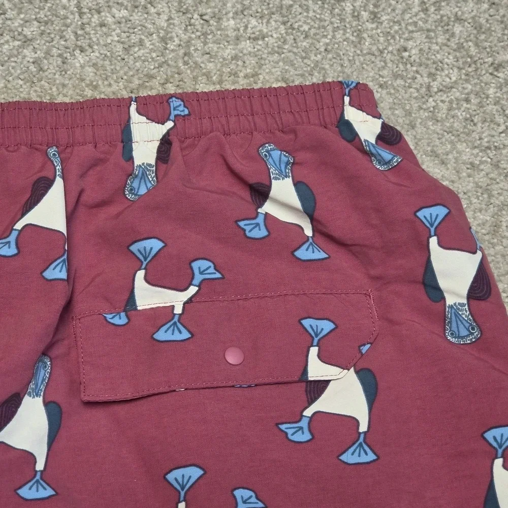 Patagonia Baggies Shorts Mens Large Pink Blue Footed Booby Bird Swim Trunks
